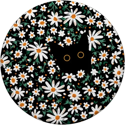 Miniatura 3 de Lindo gato negro escondido en margarita floral gato PopSockets intercambiables PopGrip