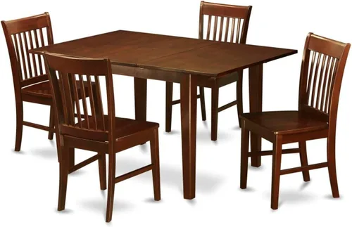 Miniatura 21 de HomeStock Juego de mesa de cocina de 5 piezas para 4 personas, incluye una mesa de comedor rectangular con hojas y 4 sillas Parson de tela de lino
