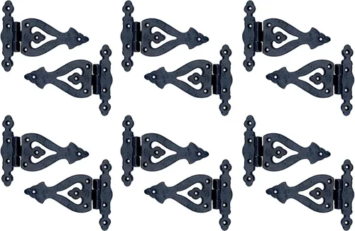 Miniatura 14 de Adonai Hardware Alleluia - Bisagras delanteras de hierro fundido antiguo (3.2 pulgadas x 10 unidades, negro mate) para puertas de granero, puertas