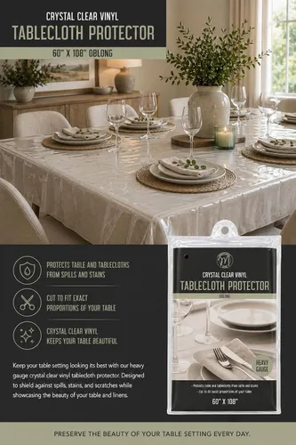 Miniatura 2 de Home Expressions - Protector de mesa de plástico transparente 100% impermeable, 60 x 90 pulgadas, protector de mantel de vinilo de PVC, a prueba