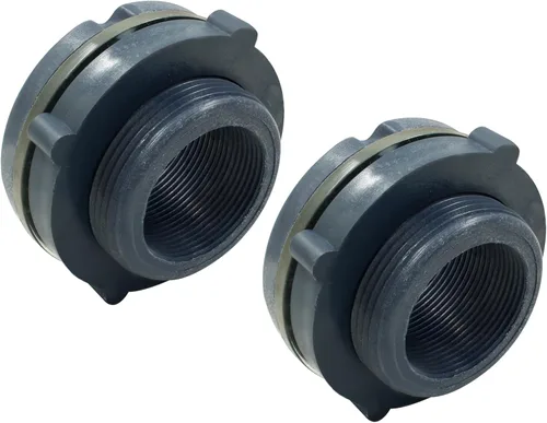Miniatura 5 de 2 piezas NPT1 1/2 PVC Juego de Accesorios de Mamparo, Conector de Tanque de Agua de Plástico de 1 1/2 Pulgadas Roscado a Través de Tubo de Mamparo 2