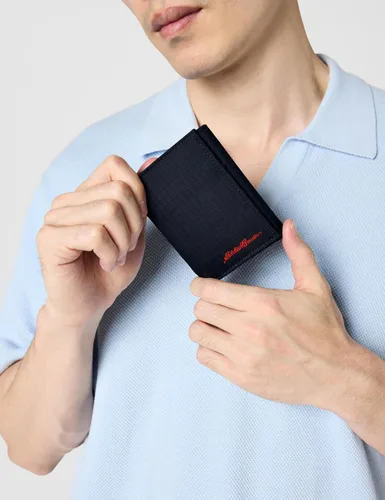 Miniatura 2 de Eddie Bauer Men's Fabric Trifold Wallet Money Clip RFID Protection ID Window Genuine Leather EDC