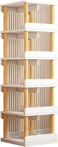 Estantería giratoria, estantería giratoria de 360 grados, doble ancho de 4 niveles 50 pulgadas de alto/5 niveles 62.2 pulgadas de alto, estante de