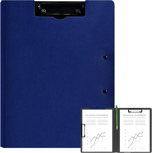 Miniatura 13 de Carpeta portapapeles plegable A4, carpeta portapapeles de oficina con clip de metal de doble clip, portapapeles de almacenamiento plegable de 360