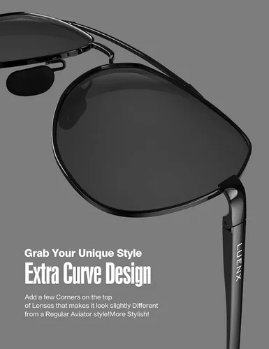 Miniatura 4 de Lentes para aviador Luenx polarizados, para hombres y mujeres, con armazón de metal grande, protección UV 400