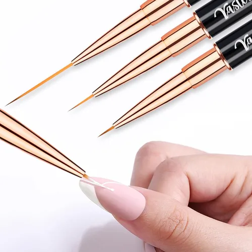Miniatura 6 de Yasterd Juego de pinceles de arte de uñas profesional: 5 pinceles de doble punta para líneas largas, pincel de revestimiento fino para detalles