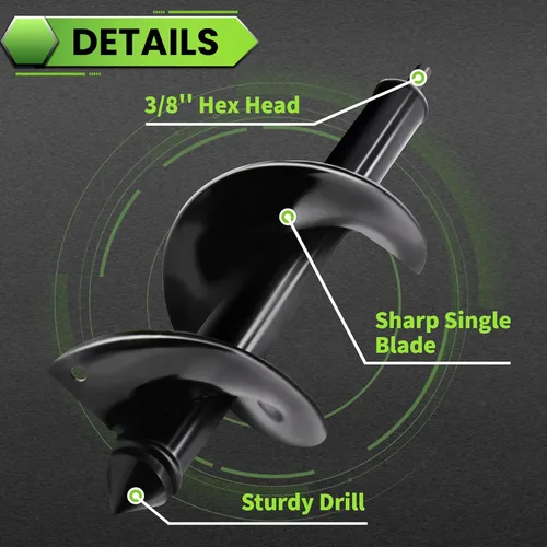 Miniatura 3 de Broca de Barrena para Plantar - Broca de Barrena en Espiral para Jardín de Servicio Pesado de 4"X12" - Herramienta Plantadora de Bulbos y Excavadora