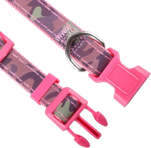 Miniatura 5 de Collar para perras chicas, medianas y grandes; collar rosa de nailon brillante, con hebilla de liberación rápida, suave para mascotas