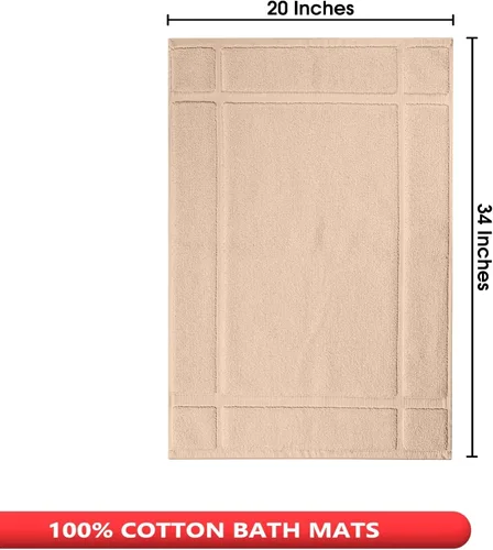 Miniatura 3 de Ample Decor Alfombra de baño 100% algodón de 34 x 20 pulgadas, felpa gruesa de 1350 GSM, suave absorbente, certificado Oeko-Tex, construcción Beige