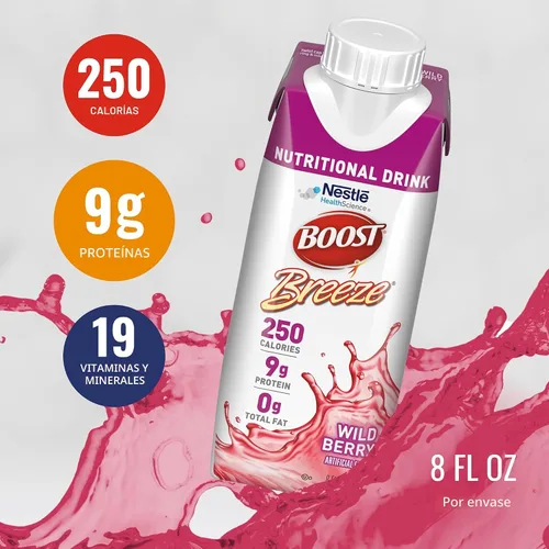 Miniatura 4 de BOOST Breeze Clear Bebida nutricional – 250 calorías – 19 vitaminas y minerales – 0.23 oz de proteína – Bebida nutricional transparente fortificada