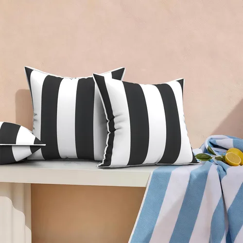 Miniatura 964 de Juego de 2 almohadas para exteriores de 16 x 16 pulgadas, repelentes al agua con interiores, para muebles de patio, hogar, jardín, geometría bohemia