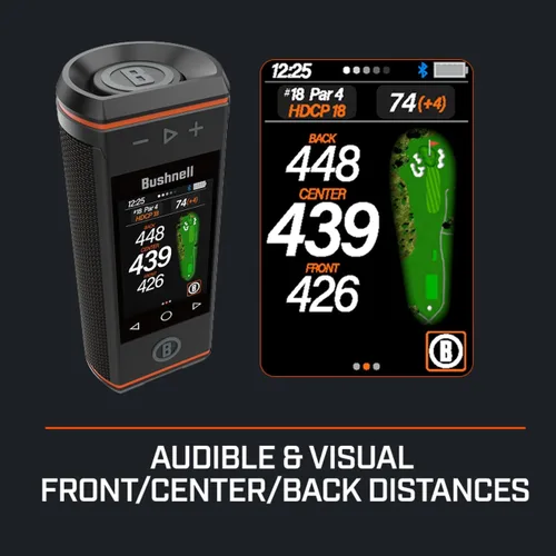 Miniatura 7 de Bushnell Golf Wingman HD - Altavoz GPS con pantalla táctil a color, audible y visual frontal/centro/trasero con potente audio de 360 grados