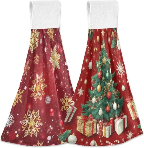Miniatura 14 de Juego de 2 toallas de cocina colgantes con hojas de arce otoñal, toalla de secado rápido, toallas de té para mesa de baño, gimnasio, decoración