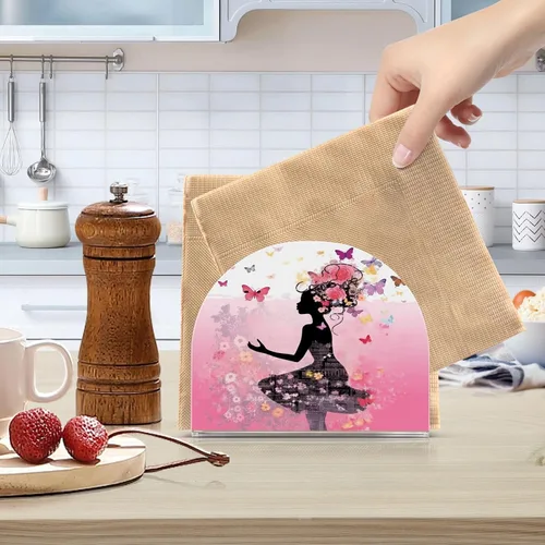 Miniatura 6 de Servilleteros de flores y mariposas para niñas, para mesas, servilleteros de acrílico transparente, servilleteros de cóctel para cocina