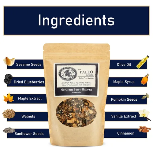 Miniatura 4 de Maple Nut Kitchen Northern Berry Harvest Granola paquete de 3 – Sin granos con nueces, semillas, arándanos y vainilla Paleo, bajo