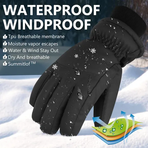 Miniatura 2 de Guantes de invierno, 3M Thinsulate guantes de nieve impermeables para clima frío cálido - Ciclismo, correr, conducir