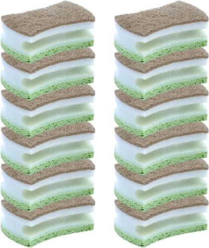 Miniatura 10 de Esponja exfoliante antiarañazos con un agarre cómodo, esponja de cocina resistente de doble cara, esponja de celulosa, sin arañazos, con juego
