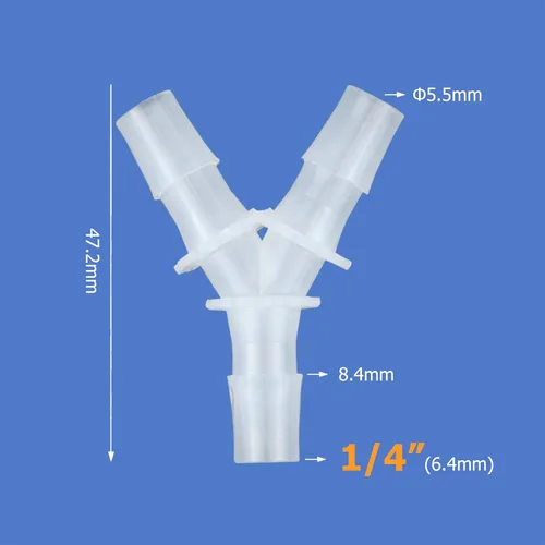 Miniatura 2 de Quickun 1/4 de pulgada para manguera de púas iguales en forma de Y de 3 vías de empalme de plástico empalmador adaptador para tubería de línea