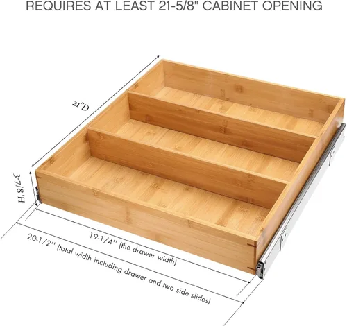 Miniatura 4 de Organizador de cajones de armario extraíble, organizador deslizante de madera de bambú, estante deslizante para cocina, despensa, organizador