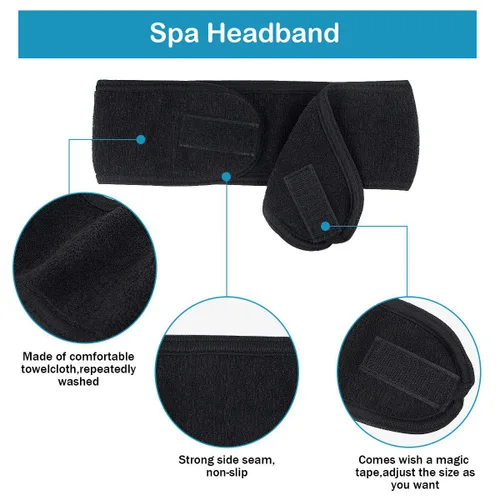 Miniatura 2 de LADES Diadema facial de spa para mujer, tela de rizo suave con gancho y bucle ajustables, ajuste cómodo y seguro para cuidado de la piel