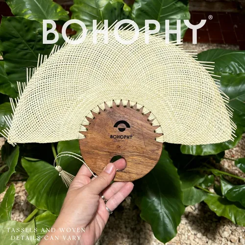 Miniatura 3 de Abanico De Mano - Abanico De Mano - Abanico De Mano - Abanico De Mano - Palma de paja bohemia, recuerdo de boda, decoración de pared, accesorios
