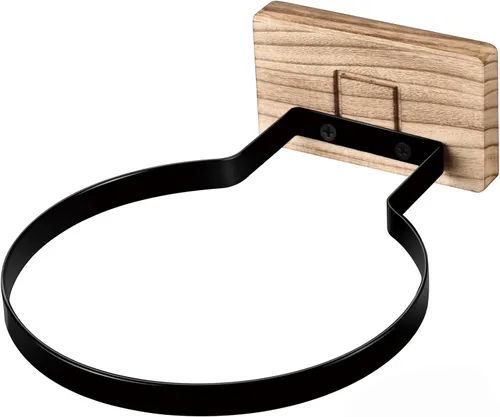Miniatura 12 de Soporte de pared para baloncesto VIVTOB, soporte de pared para pelota de 7 pulgadas con base de madera maciza de nogal negro y anillo de metal