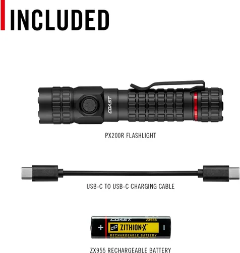 Miniatura 15 de COAST PX200R - Linterna LED recargable de 2000 lúmenes, enfoque giratorio, USB-C, clip de bolsillo de 2 posiciones