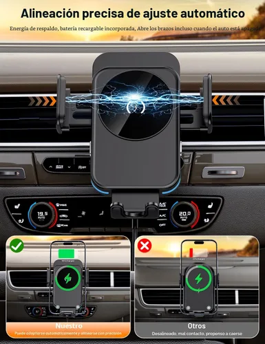 Miniatura 5 de bokilino Cargador inalámbrico para automóvil, carga rápida de 15 W [sujeción automática] [alineación automática] soportes de teléfono
