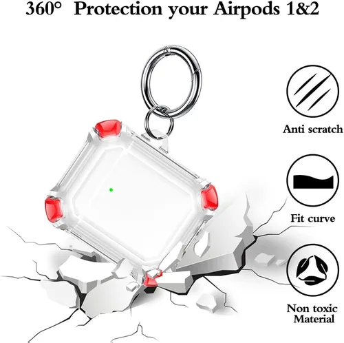 Miniatura 4 de Funda personalizada con nombre con foto compatible con AirPods 1/2, funda personalizada de TPU suave transparente con llavero para AirPods de 1ª 2ª