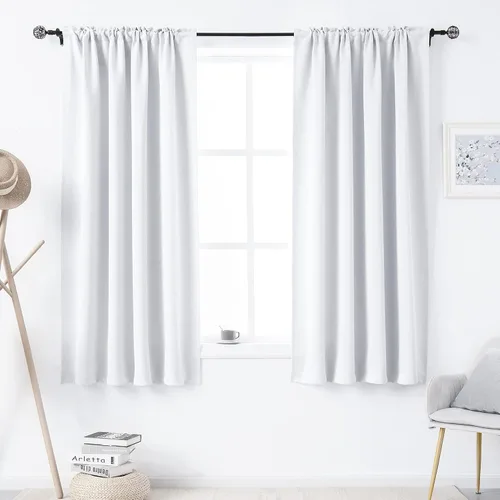 Miniatura 10 de DUALIFE Cortinas opacas de 45 pulgadas de largo, 2 paneles para ventanas pequeñas de dormitorio, aislamiento térmico, bolsillo para barra, cortinas