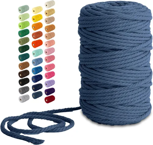 Miniatura 47 de Nook Theory - Cuerda de macramé de 3 mm, 220 yardas de cuerda de algodón, hilo de 4 mm y 5 mm, cuerda para manualidades, perfecta para colgantes