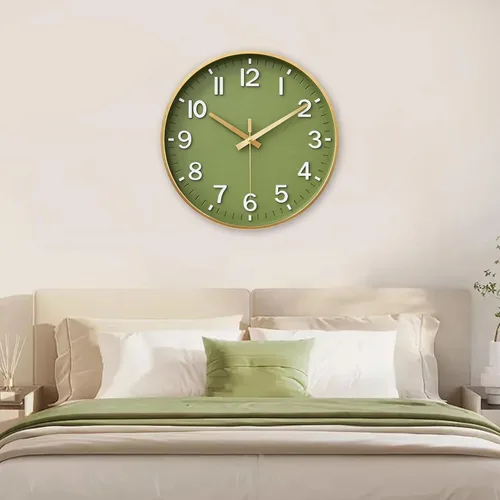 Miniatura 9 de HZDHCLH Reloj de pared con pilas, reloj de pared dorado verde, reloj de pared de 8 pulgadas, silencioso, sin tictac, números 3D modernos para Verde