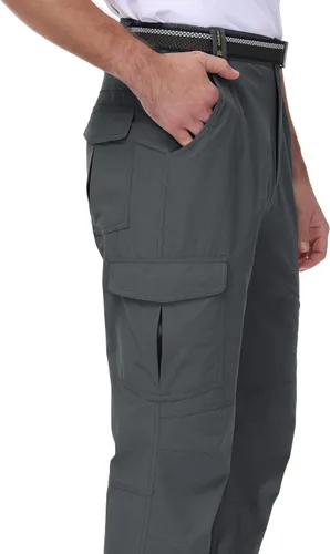 Miniatura 4 de BASUDAM Pantalones de senderismo Ripstop para hombre ligeros de secado rápido elásticos resistentes al agua bolsillos cargo con cinturón
