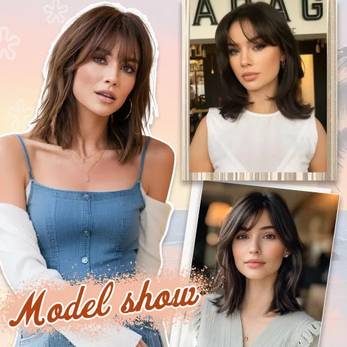 Miniatura 3 de Toppers de cabello humano real para mujer, con cabello delgado, con clip de flequillo (negro)