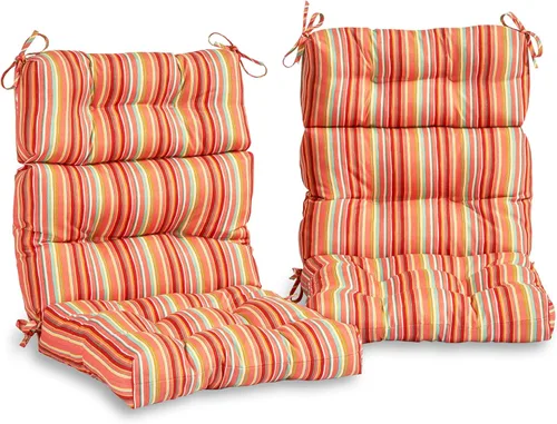 Miniatura 8 de South Pine Porch Cojín para silla de respaldo alto al aire libre (juego de 2), rayas de ladrillo