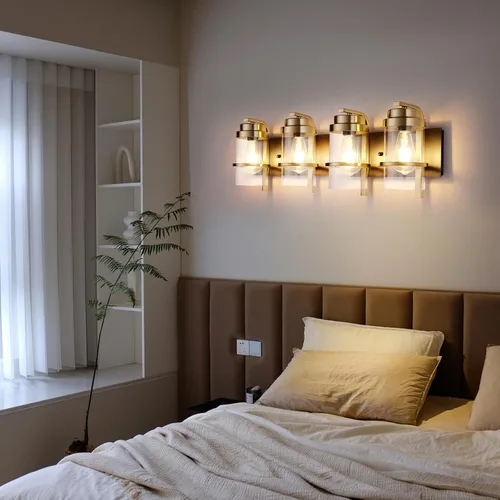 Miniatura 8 de Apliques de pared de color negro mate y latón, moderna lámpara de pared interior para chimenea, lámpara de pared de granja para baño, pasillos