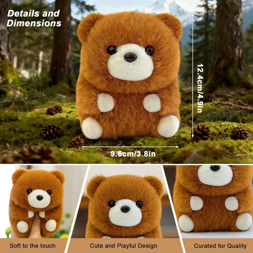 Miniatura 6 de Lindo oso de peluche, peluche de oso pequeño de 5 pulgadas para tablero de automóvil, escritorio de oficina y decoración del hogar, regalo de felpa
