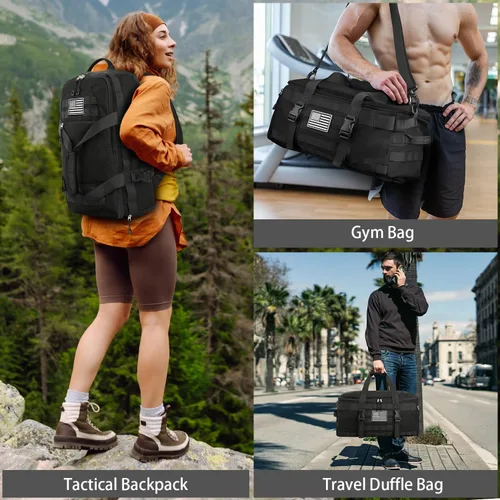 Miniatura 5 de ETRONIK Bolsas de gimnasio para hombres y mujeres, equipaje de mano 22 x 14 x 9 aprobado por aerolíneas, bolsa de lona táctica con compartimento