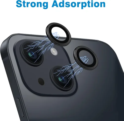 Miniatura 4 de Protector de lente de cámara compatible con iPhone 15 y 15 Plus, cubierta antiarañazos, protector de lente de vidrio templado 9H, protector de Negro