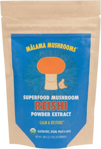 Miniatura 8 de Polvo de extracto de 8 hongos por Malama, mezcla orgánica de hongos corporales con melena de león, reishi, cordyceps, chaga, cola de pavo