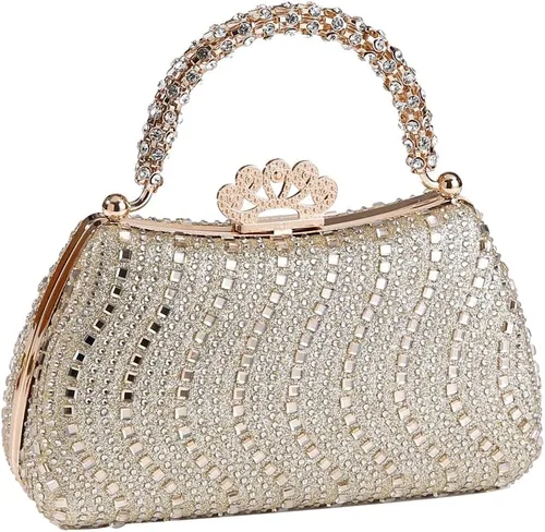 Miniatura 9 de Dreubea Bolso de noche brillante para mujer, bolso de noche con diamantes de imitación de moda
