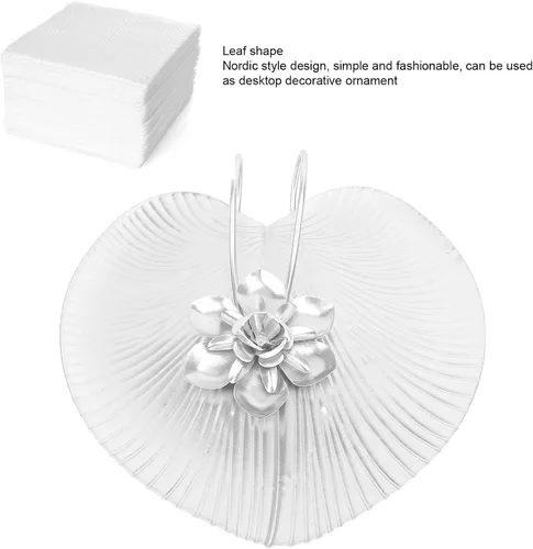 Miniatura 4 de Qiilu Weighted Arm Napkin Holder for Table Iron Leaf Shaped Modern Decorative Flat Napkin Dispenser with Nordic Style for Kitchen Restaurant Wedding