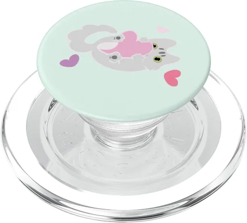 Miniatura 7 de Lindo gato Kawaii de San Valentín abrazo de corazón pastel PopSockets intercambiables PopGrip