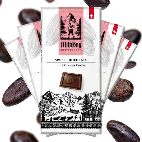 Miniatura 4 de Milkboy Swiss Extra Dark Chocolates - 85% cacao, fabricado en Suiza, sin lácteos, vegano, sin gluten, sin OMG, kosher, de cultivo sostenible