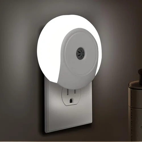 Luces nocturnas enchufables a la pared, paquete de 2 luces LED para dormitorio, sensor de atardecer a amanecer, encendido/apagado automático, luz