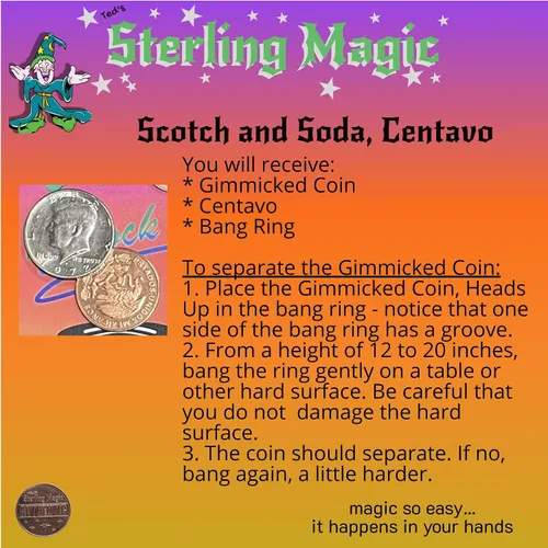 Miniatura 6 de Ted's Sterling Magic Scotch and Soda Centavo Genuine US Half Dollar Coin Trick (Edición Premier)