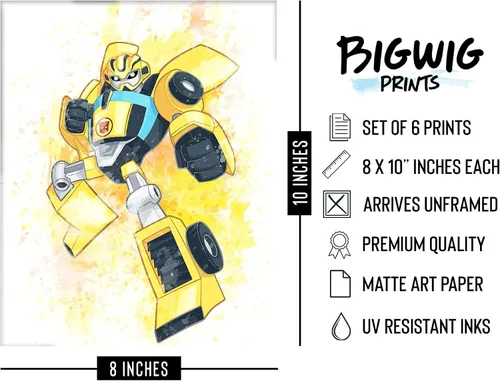 Miniatura 2 de Transformers Prints - Juego de 6 fotos de decoración de pared (8 x 10 pulgadas)