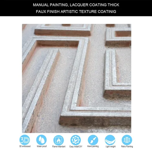 Miniatura 3 de Paneles de pared 3D para decoración estereoscópica en relieve para cafetería, club, salón, hotel, tienda, bar, 2 x 2 pies, PL25 de hierro desgastado