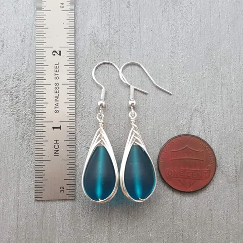 Miniatura 63 de Yinahawaii Handmade Sea Glass Earrings, Hawaiian Jewelry, Wire Braided Earrings Teardrop Earrings, Beach Jewelry Sea Glass Jewelry For Women Cobalt