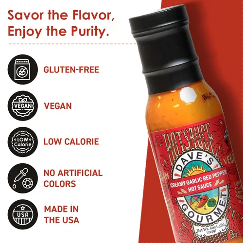 Miniatura 3 de Dave's Gourmet Salsa picante cremosa, paquete de 4 variedades, jalapeño, ajo, pimiento rojo y salsas asiáticas y habanero, calor medio, textura